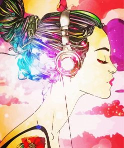 Girl Listening To Music paint by numbers