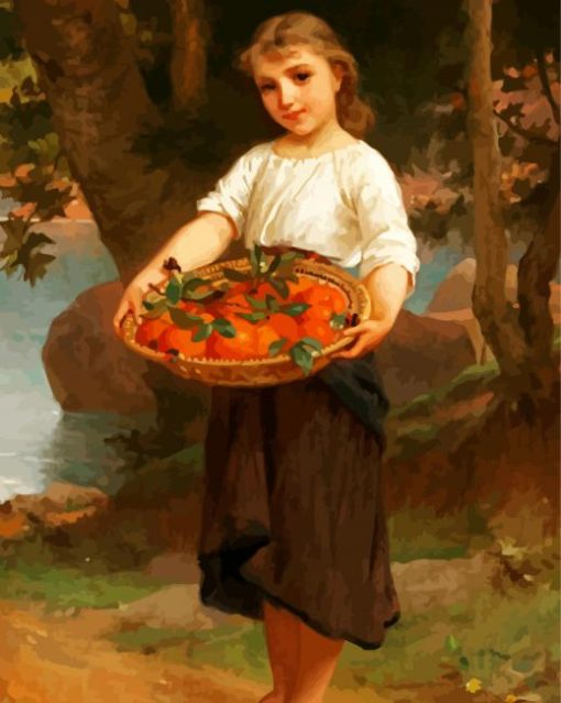 Girl With Oranges Basket paint by numbers