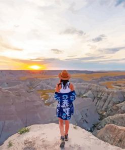 Girl Watching Sunset In North Dakota paint by numbers