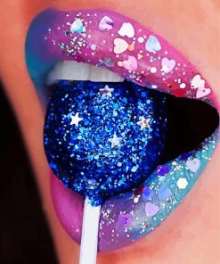 Glitter Lips And Lollipop paint by numbers