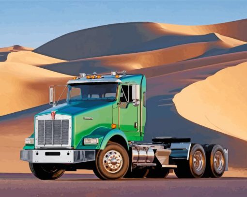 Green Truck In Desert paint by numbers