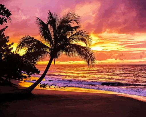 Guadeloupe Beach Sunset paint by numbers