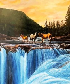 Haley Horses At Elbow Falls paint by numbers