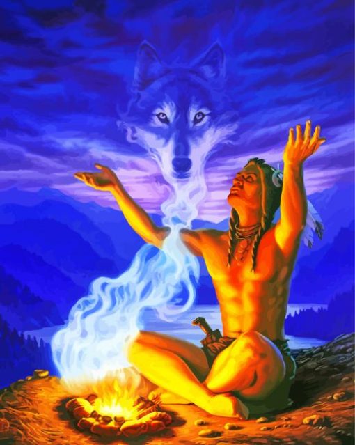 Indian Wolf Spirit paint by numbers