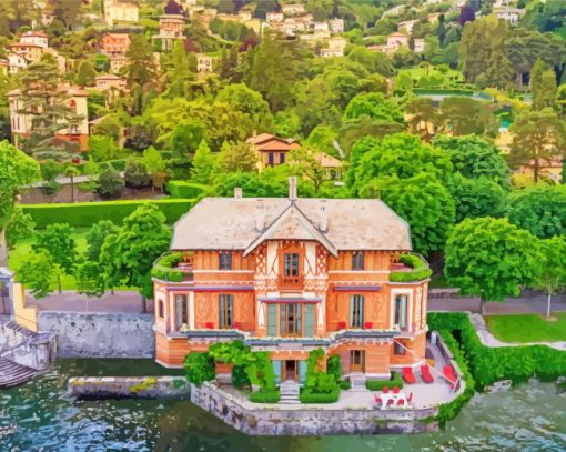 Italian Villa On The Lake paint by numbers