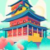 Japanese Castle Illustration paint by numbers