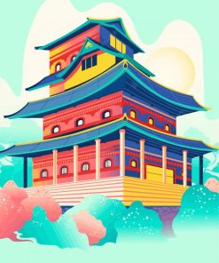 Japanese Castle Illustration paint by numbers