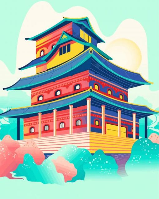 Japanese Castle Illustration paint by numbers