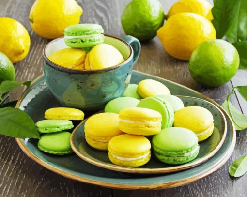 Lemons And Limes Macarons paint by numbers