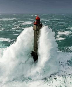 Lighthouse Storm At Sea paint by numbers