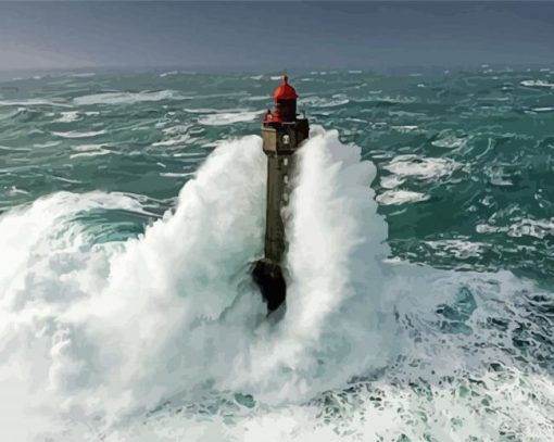 Lighthouse Storm At Sea paint by numbers