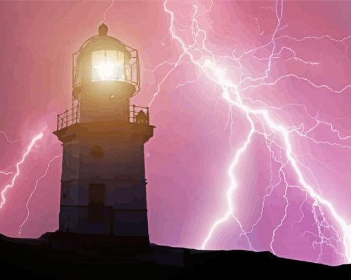 Lighthouse With Lightning Bolt paint by numbers