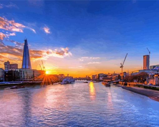 London Thames At Sunset Paint By Numbers