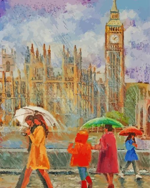 London Walk By River Art Paint By Numbers