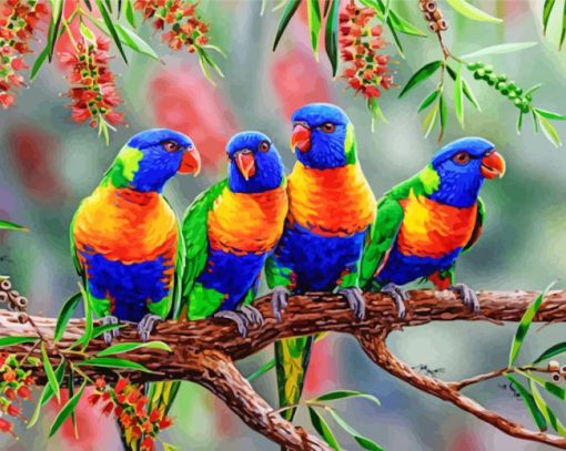 Lorikeets Row paint by numbers