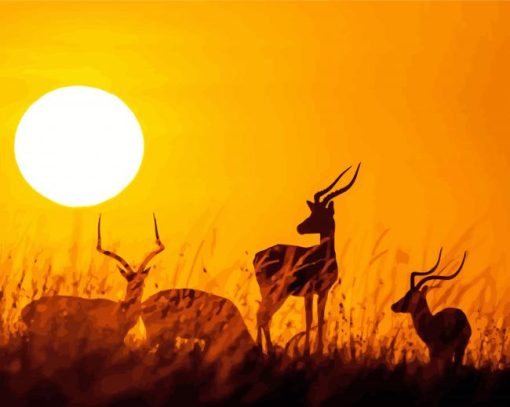 Maasai Mara Deer Silhouette paint by numbers
