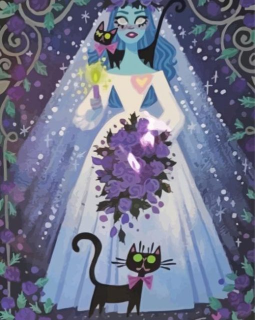 Mansion Bride With Black Cats paint by numbers