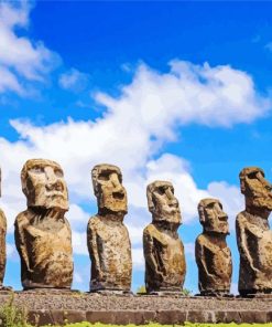 Moai Statues In Eastern Island paint by numbers