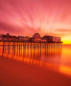 Old Orchard Beach Pier At Sunset paint by numbers