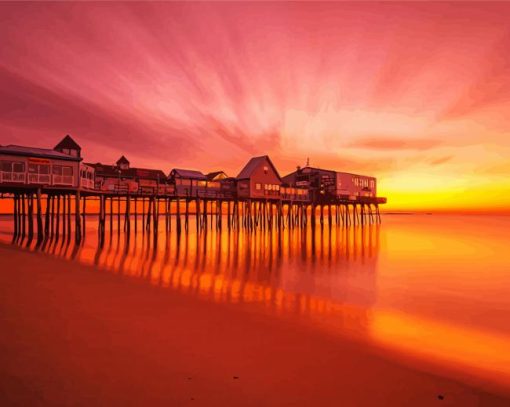 Old Orchard Beach Pier At Sunset paint by numbers
