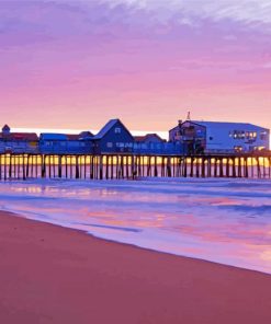 Old Orchard Beach Pier Sunset paint by numbers