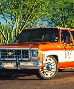 Orange Square Body Chevy paint by numbers