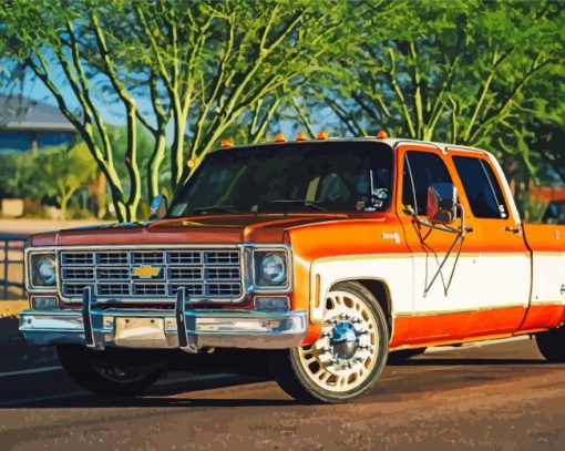 Orange Square Body Chevy paint by numbers