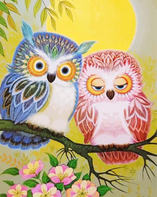 Owl Couple Art paint by numbers