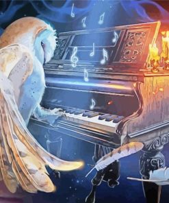 Owl Playing Piano paint by numbers