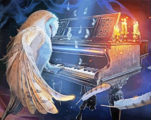 Owl Playing Piano paint by numbers