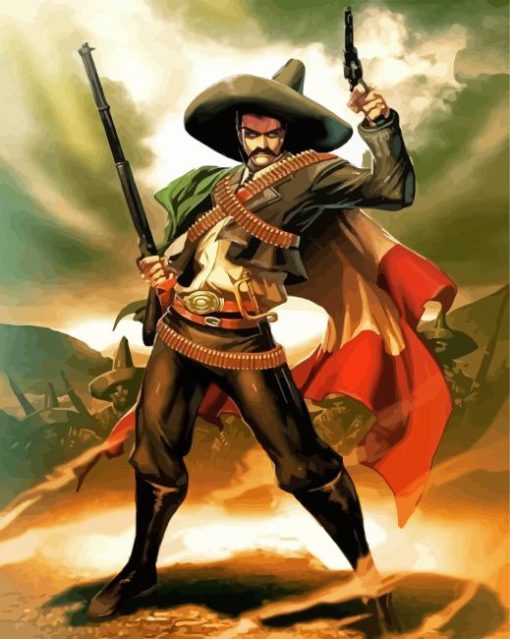 Pancho Villa With Gun paint by numbers