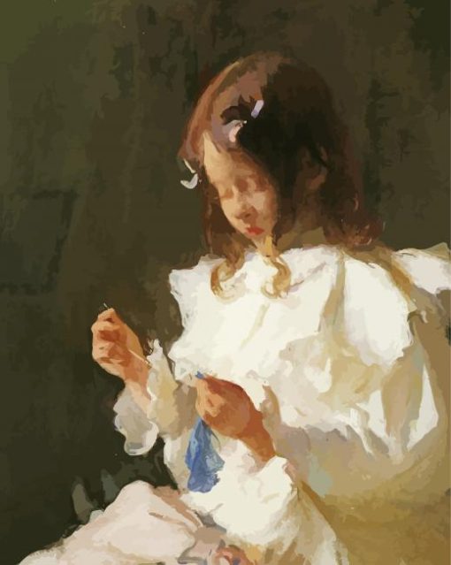 Portrait Of A Child Sewing paint by numbers