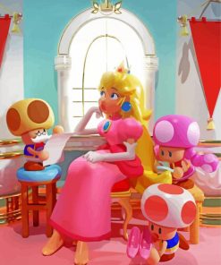 Princess Peach And Super Mario Characters paint by numbers