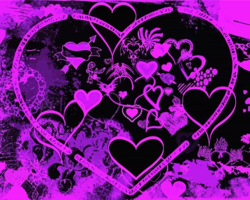 Purple Hearts paint by numbers