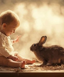 Rabbit And Baby Boy paint by numbers