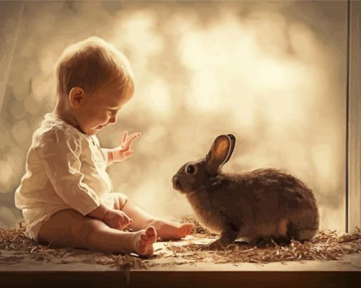 Rabbit And Baby Boy paint by numbers