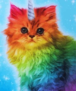 Rainbow Unicorn Cat paint by numbers