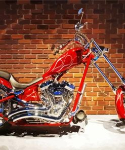 Red Chopper Motorcycle paint by numbers