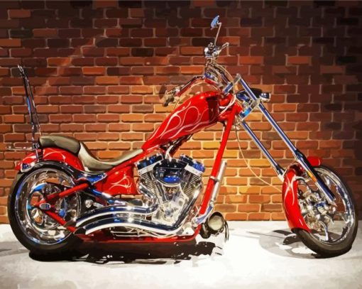 Red Chopper Motorcycle paint by numbers