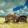 Rusty Tractor In Hay Field paint by numbers