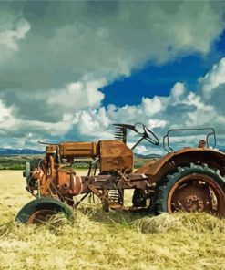 Rusty Tractor In Hay Field paint by numbers