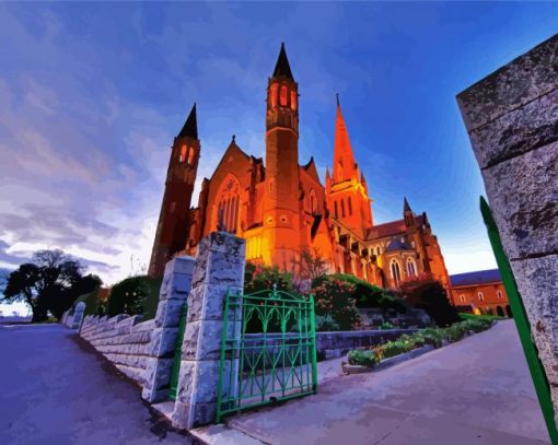 Sacred Heart Cathedral In Bendigo Victoria paint by numbers