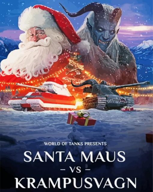 Santa Vs Krampus Poster paint by numbers