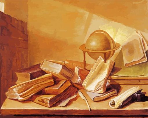 Still Life With Books And Globe paint by numbers