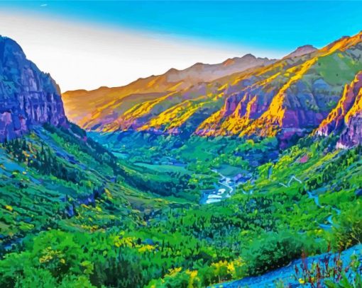 Telluride Colorado Landscape paint by numbers