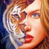 Tiger And Woman Face paint by numbers