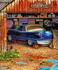 Vintage Car Garage paint by numbers