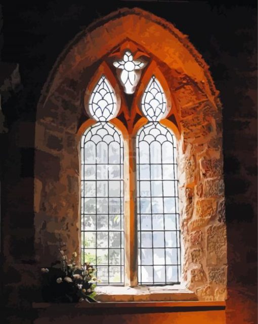 Vintage Church Window paint by numbers