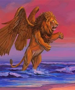 Winged Lion In Sea paint by numbers