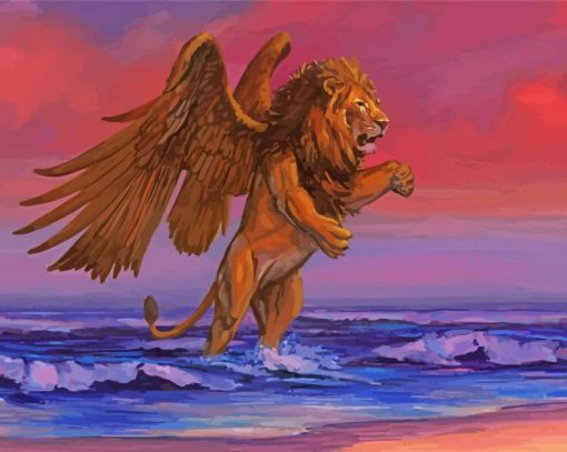 Winged Lion In Sea paint by numbers